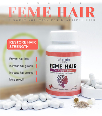 Feme Saç Biotin Vitamin Takviyeleri BRC ISO Hızlı Saç Uzatma D Biotin